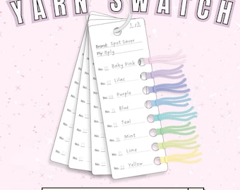 Yarn Swatch Card Inventory Template (DIGITAL DOWNLOAD PDF) Style 2