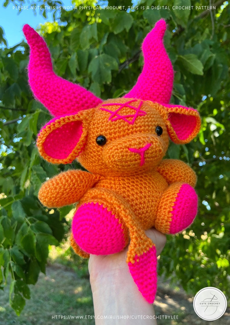 Baphomet Crochet Pattern Amigurumi Plush Toy Cow Devil Goth Halloween Medium Sized Updated Version 11/02/23 DIGITAL DOWNLOAD ONLY image 2