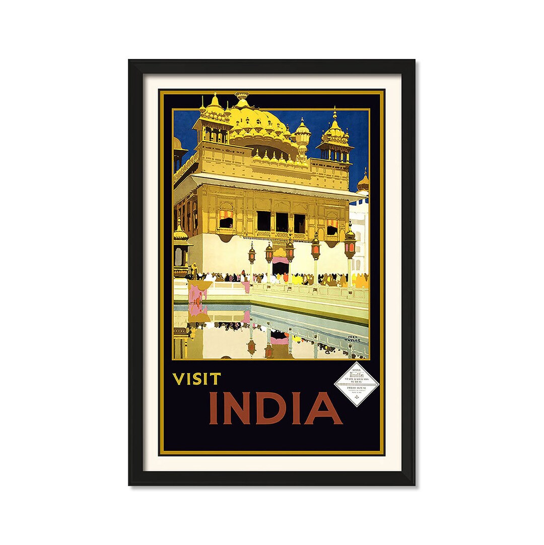 Visit India Vintage Travel Art 11 X 17 Vintage Wall Art, Wall Art Decor