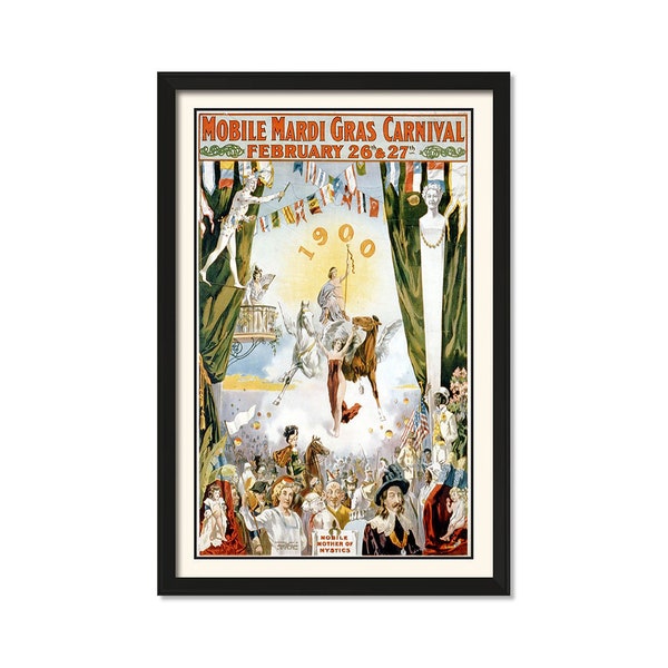 Mobile Mardi Gras Carnival - Vintage Travel Art 11" x 17"  - Vintage Wall Art, Wall Art Decor Prints, Room Wall Decor