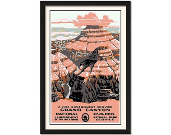 Grand Canyon National Park - Vintage Travel Art 11" x 17" - Vintage Wall Art, Wall Art Decor Prints, Room Wall Decor