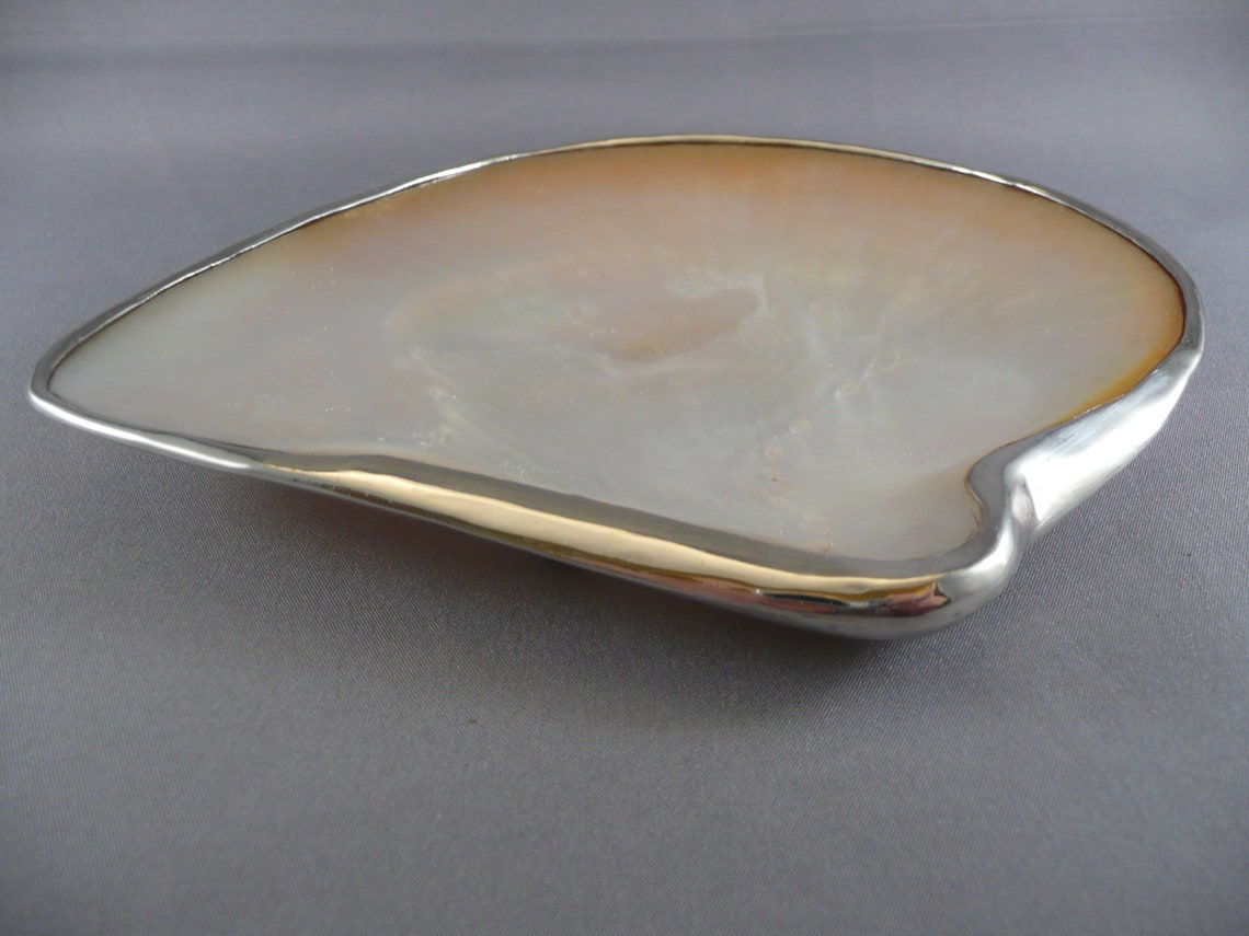 7 Inch Mother of Pearl Plate with Sterling Silver Trim Etsy
