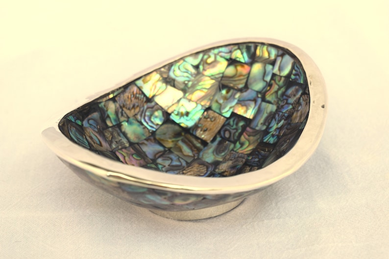 Laminated Abalone Shell Dish With Sterling Silver Etsy