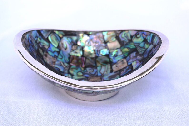 Laminated Abalone Shell Dish With Sterling Silver Etsy