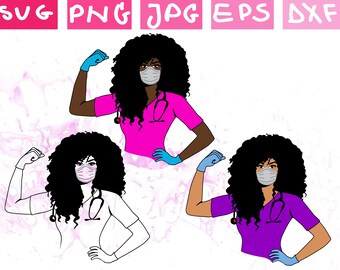 Download Black nurse svg | Etsy