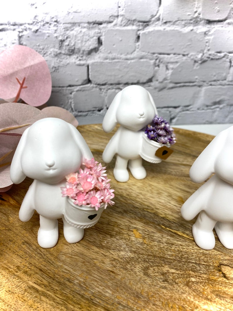 Conejo/conejito de Raysin con mini conejitos de flores secas imagen 4