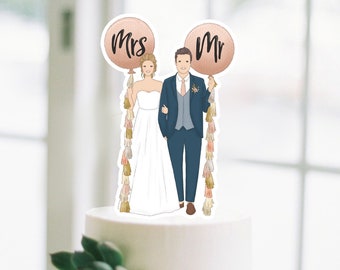 Menschen Hochzeitstorte Topper, Braut und Bräutigam Hochzeitstorte Topper, Paar Figur Mr and Mrs Cake Toppers, Individuelle Figuren Hochzeitsportrait