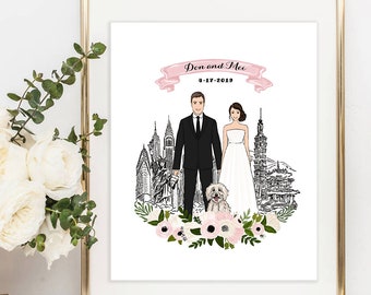 Wedding guest book alternative, wedding welcome sign portrait