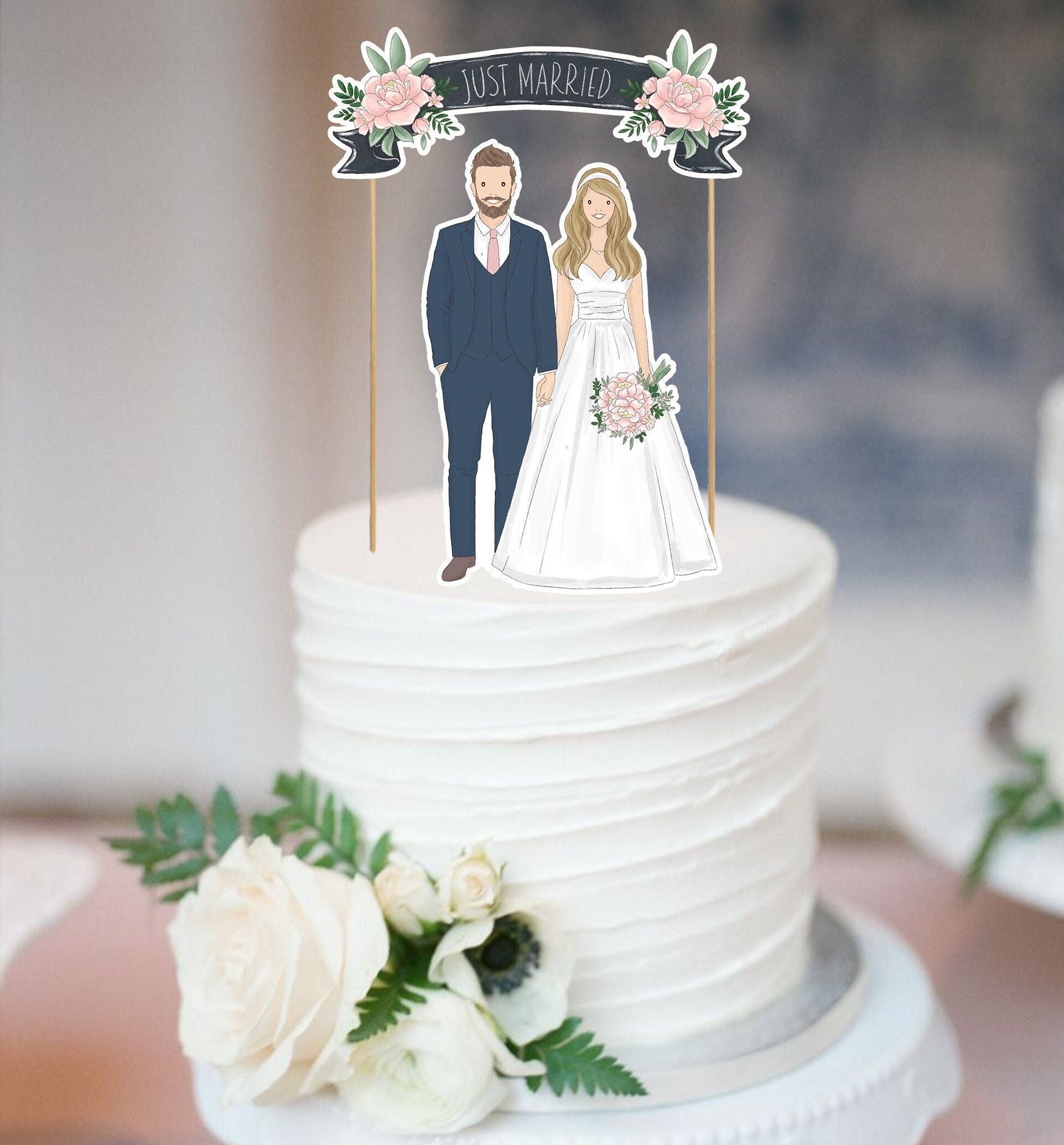 Cake Topper Boda Figura Novios Hipster Para Tarta De Boda - Resina 14 Cm -  Decoración Divertida Para Pasteles Nupciales Decoración Boda, image size:1923x2069