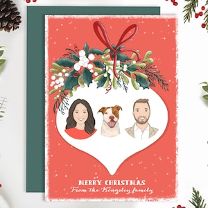 Benutzerdefinierte Familienportrait Weihnachtskarte, Familie Illustration Zeichnung, Urlaub DIY druckbare Karte Benutzerdefinierte Familie Weihnachtsportrait