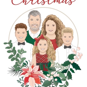 Tarjetas de Navidad personalizadas, Tarjetas de Navidad familiares Mascotas, Retrato de pareja de Navidad, Ilustración personalizada, Tarjetas de Navidad personalizadas, Imprimibles