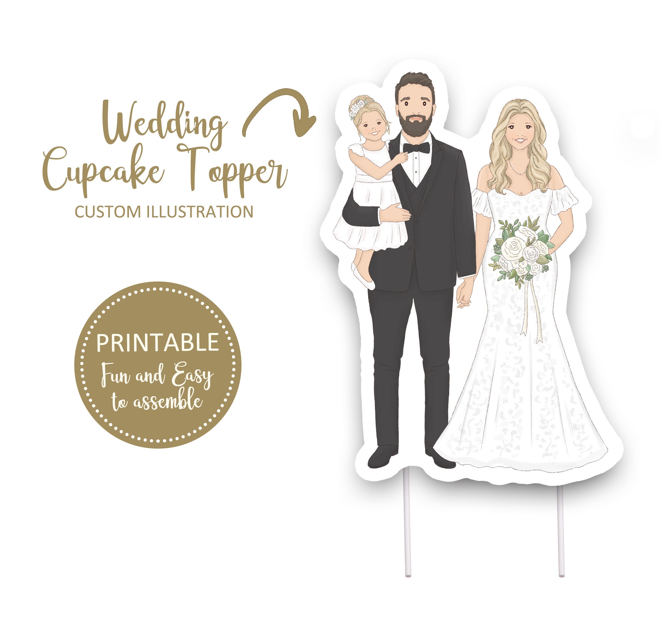 Wedding Couple Printable Cake Topper Bride and Groom Cake Etsy