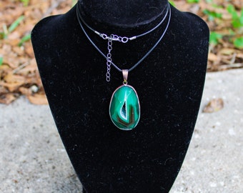 Green agate necklace, Green agate stone necklace, Green agate crystal, Stone necklace, Crystal necklace, Agate necklace