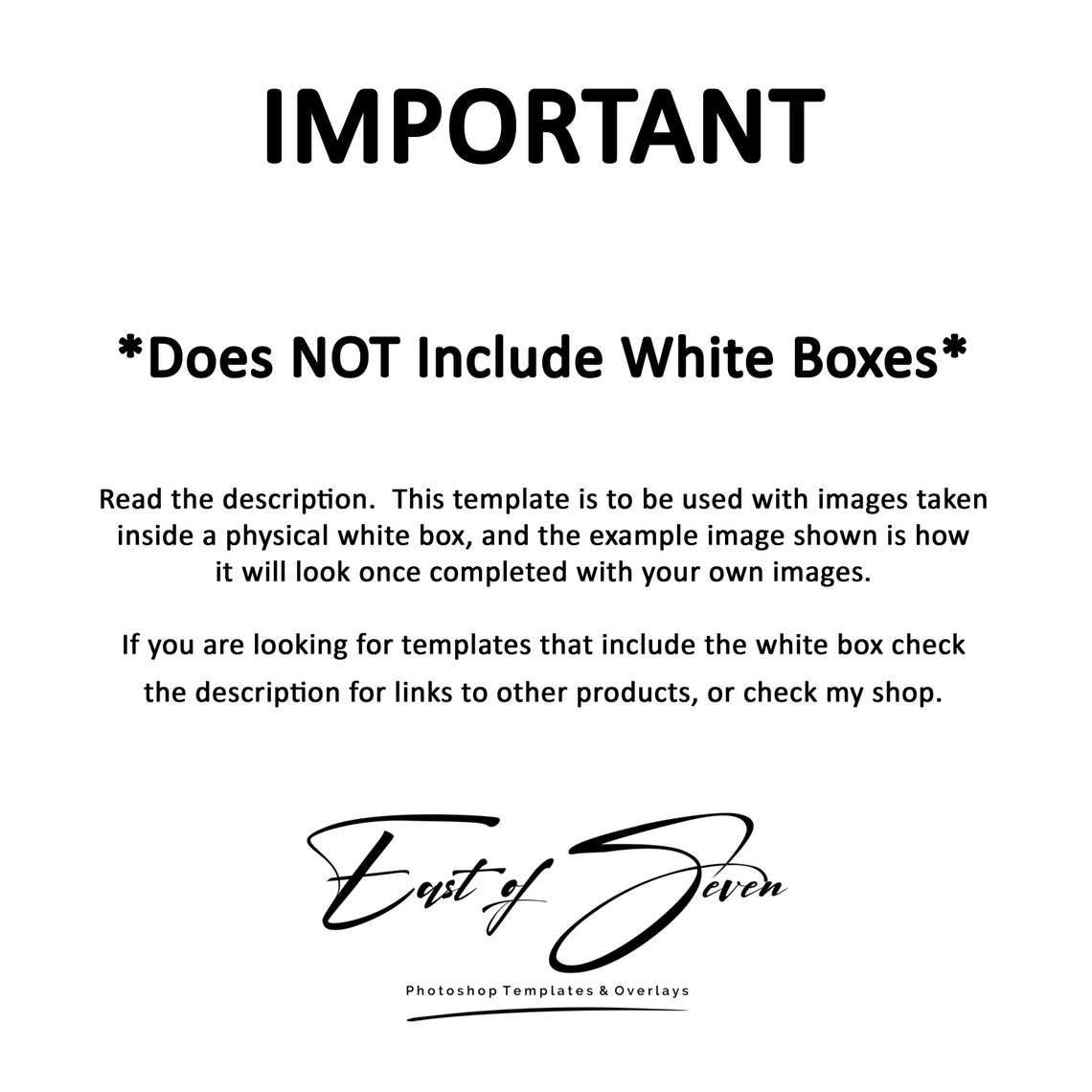 White Photo Box Photography Template Single Box Template for Etsy