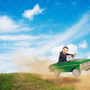 Car Jumping Digital Background - Car jumping on dirt road for composite images - Digital Background for Photographers