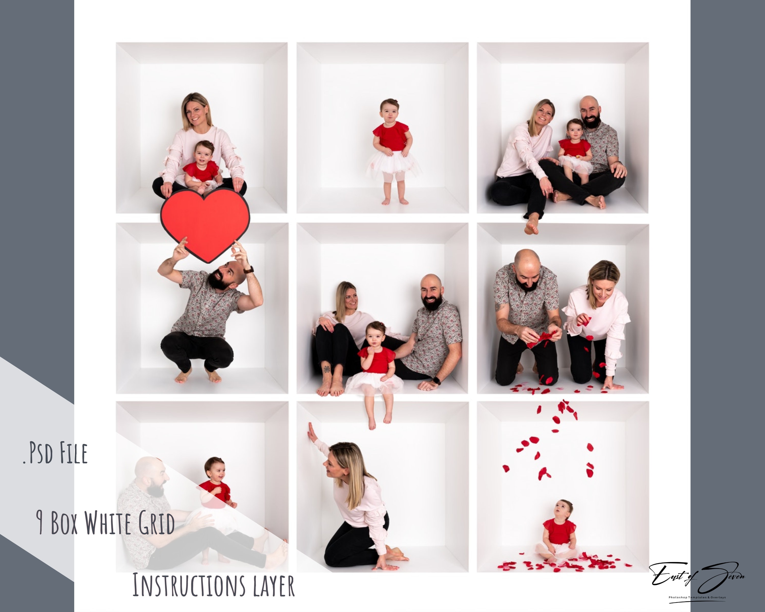 White Photo Box Grid 9 Box Template Template Etsy