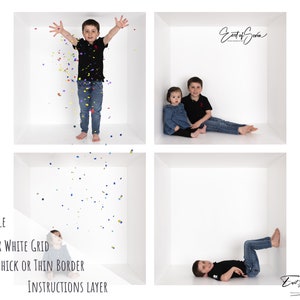 White Photo Box Grid 4 Box Template, photoshop template, "In the Box" "Inside the Box"