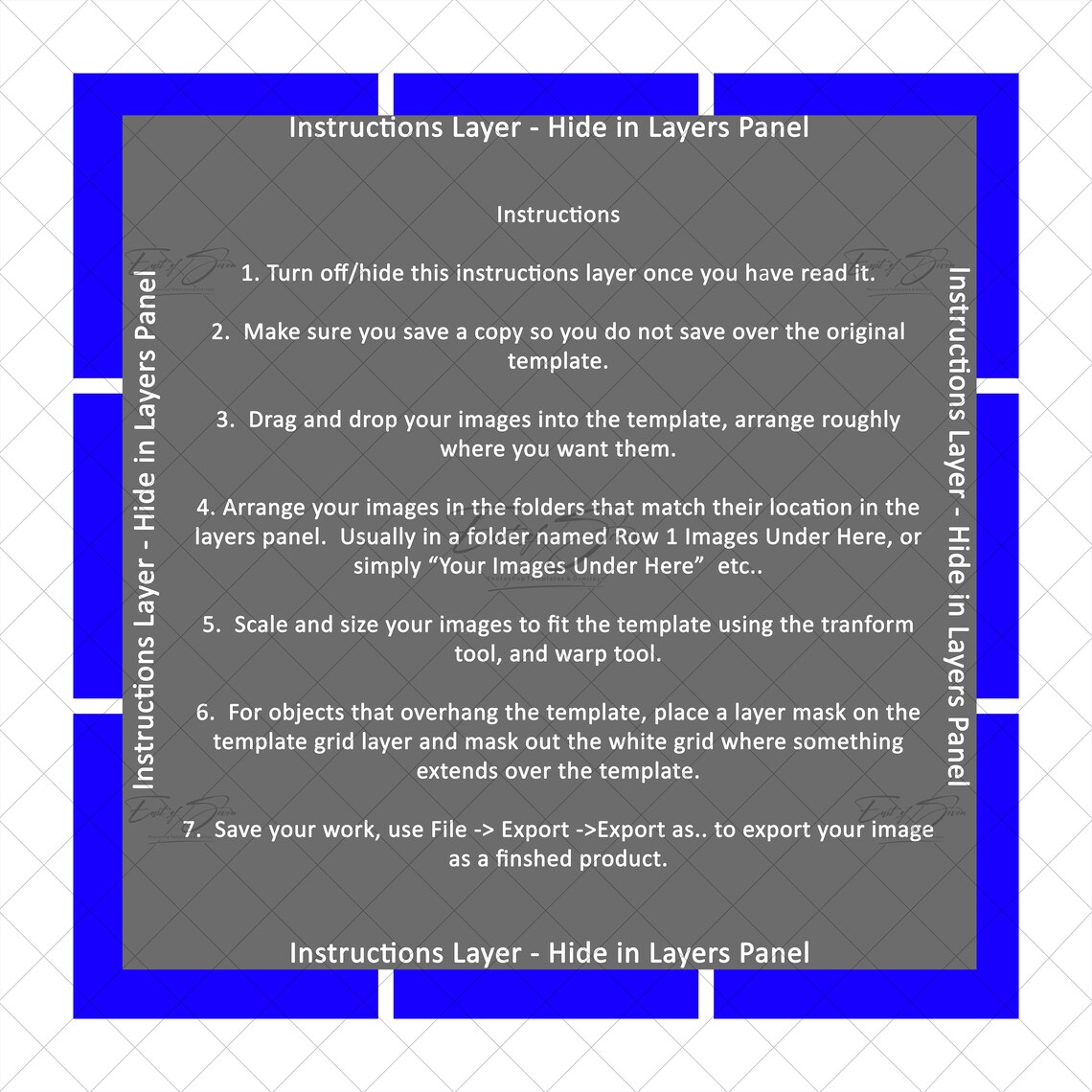 White Photo Box Grid 9 Box Template template Etsy