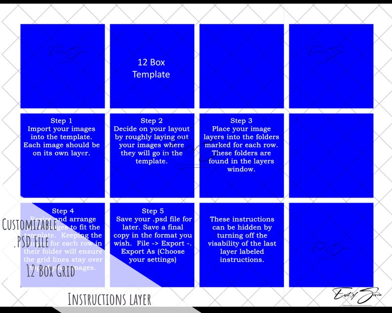 White Photo Box Grid 12 Box Template, Template, in the Box