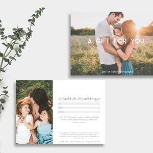 Certificat-cadeau de photographie - Carte-cadeau pour photographe - Modèle de certificat-cadeau de photographie - Marketing pour les photographes