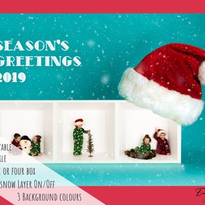 White Photo Box Photography Christmas Template - 3 box Santa Hat grid for Inside the box, In the box