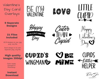 Kids Valentine's Day Card Overlays - Photoshop Valentine Overlay - Valentine Overlay for Photographers