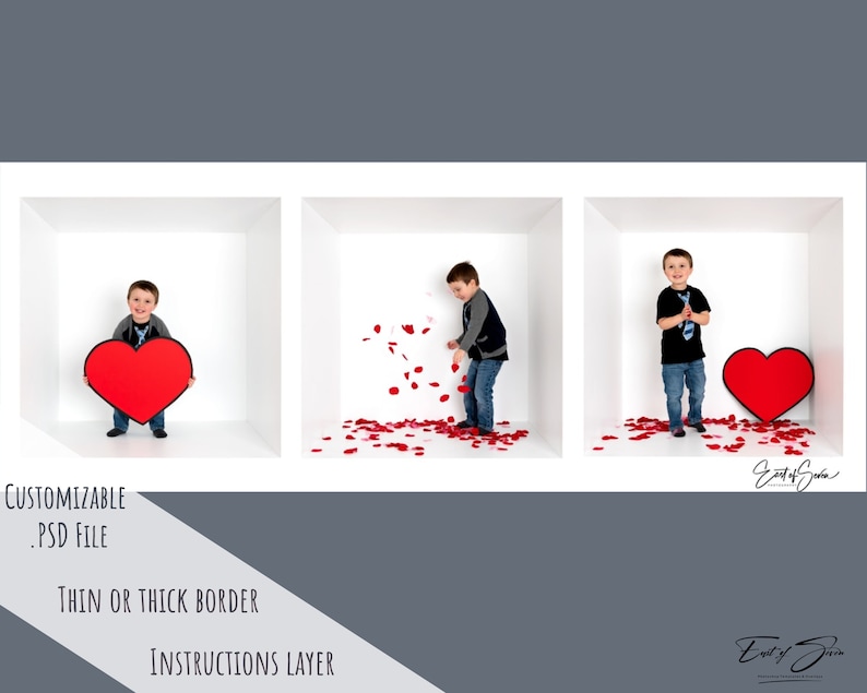 White Photo Box 3 Box Grid Facebook Header, Photoshop Template, 