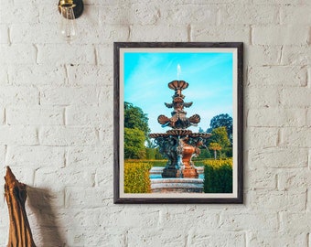 Foto de fuente de agua, impresión de arte digital de escultura - Descarga instantánea