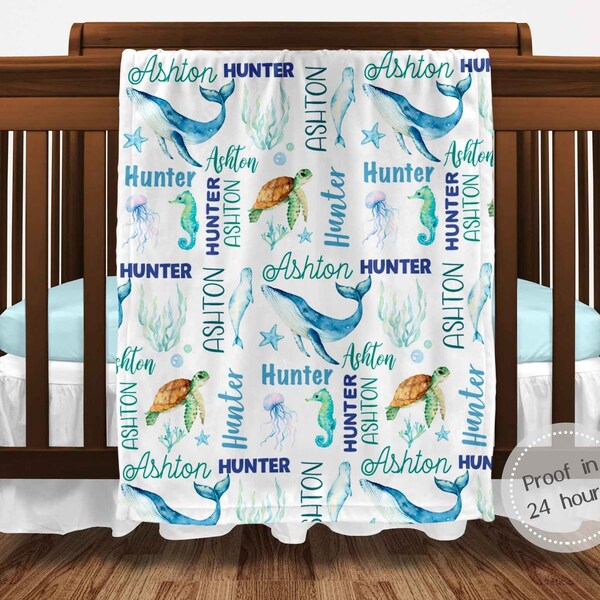 Baby Sea Turtle Art Prints - Set Of 3 Personalized Ocean Nursery Prints...