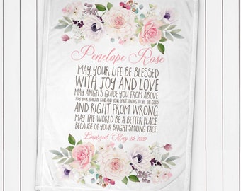 Goddaughter gift Personalized Baptism Baby Girl gift Blanket Godmother Baby name Blanket Christening gift First Communion Irish Blessing