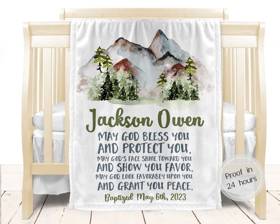Scripture Baby Blanket Baptism Gift Personalized Boy Etsy