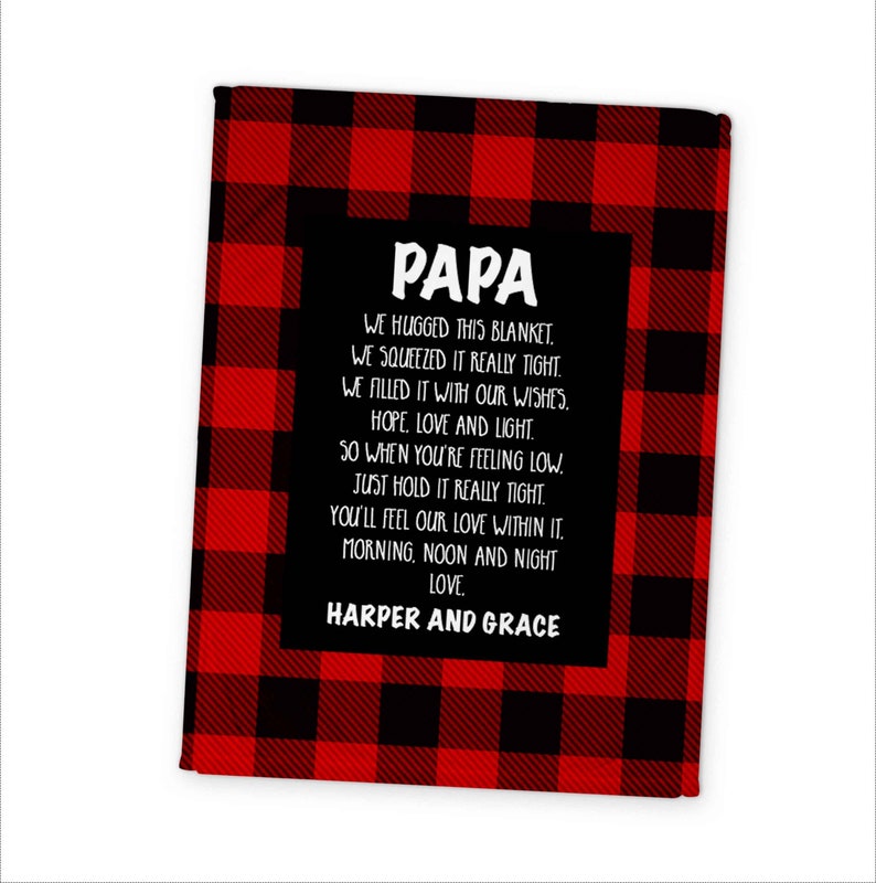 Personalized Dad Plaid Blanket Papa Name Blanket Grandpa Gift Etsy