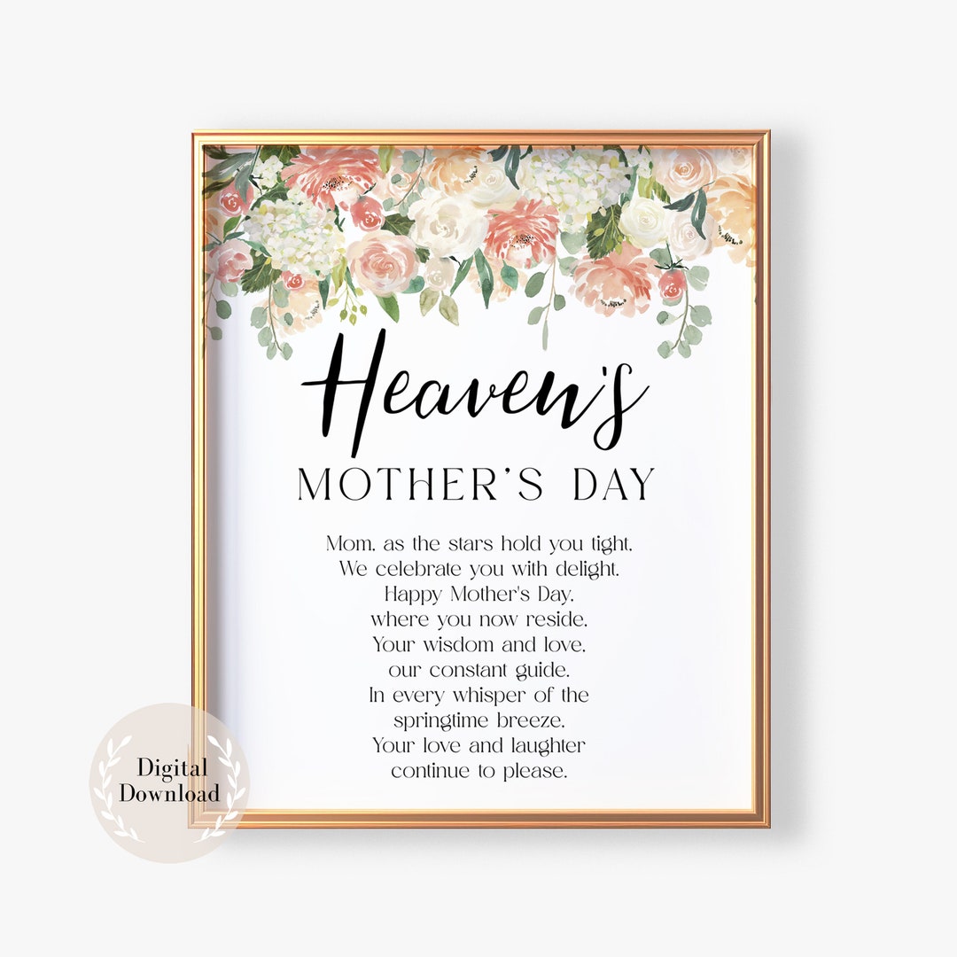 Happy Mothers Day From Heaven Quote, Heavenly Mothers Day Poem, Mothers ...