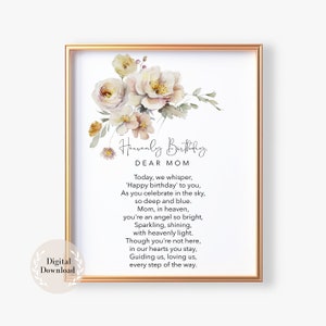 Feliz cumpleaños en el cielo mamá, poema de cumpleaños celestial, tarjeta de feliz cumpleaños en el cielo de mi hija, citas de mamá de cumpleaños celestial