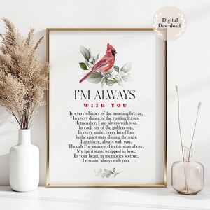 Siempre Estoy Contigo, Poema conmemorativo para marido o mujer, Signo Cardenal, Carta del cielo, Cardenal Mensajero, Verso para funerales
