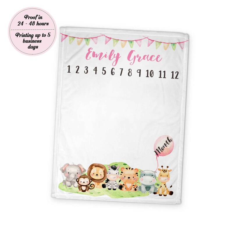 Jungle Monthly Blanket Safari Milestone Blanket Girl Etsy