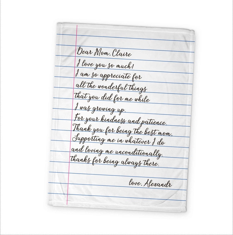 Love Letter Blanket Custom text Personalized Blanket Mom Dad Etsy