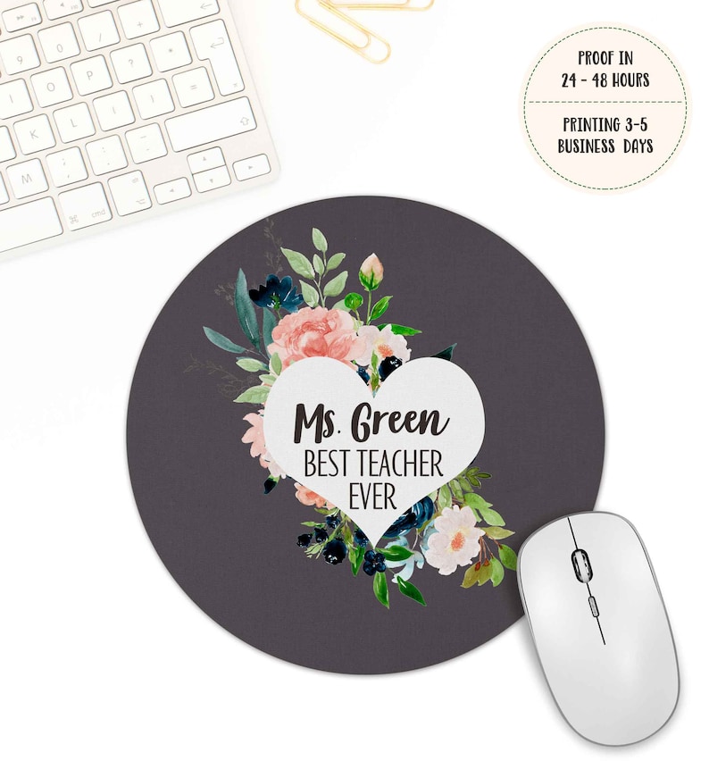 Teacher Appreciation gift Best teacher ever gifts Personalized Teacher Mouse Pad Desk Accessories gift Thank You Gift floral mousepad
