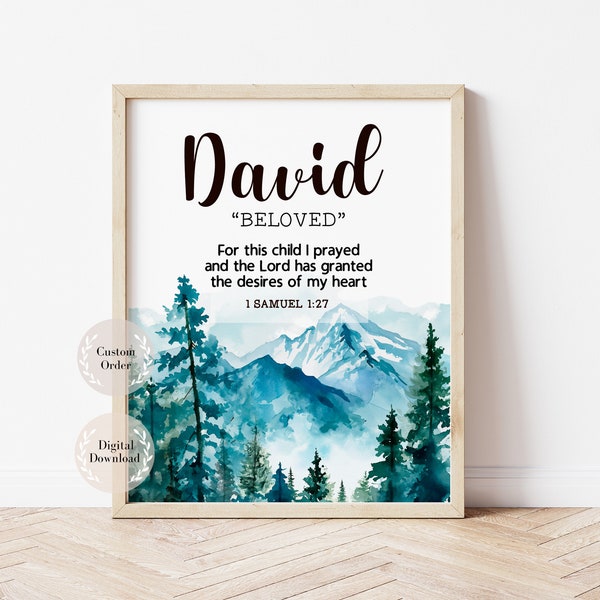 Name meaning art print, Name meaning sign, Christian Name Definition gift, Any Biblical Name art with Bible Verse, Nursery name sign