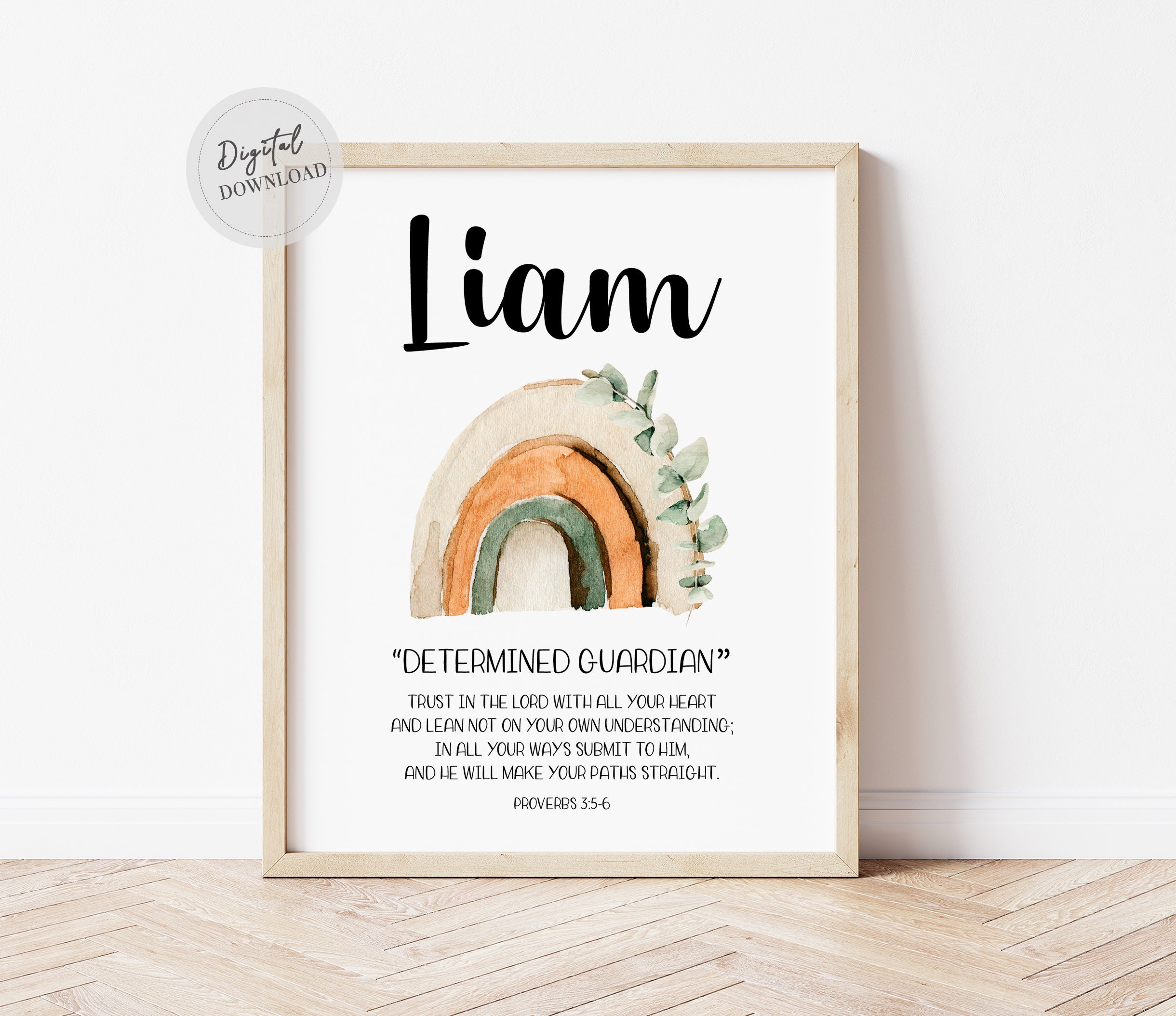 Liam Name Meaning Print, Name Print, Wall Art, Minimalist Print, Minimalist  Art, Modern Art, Modern Poster Print, Digital Download