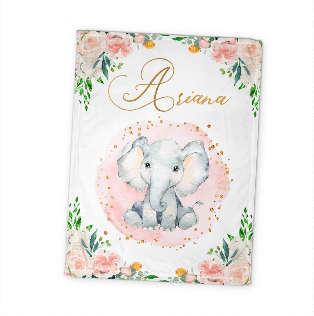 Elephant Baby Blanket Girl Personalized Elephant Blanket Receiving