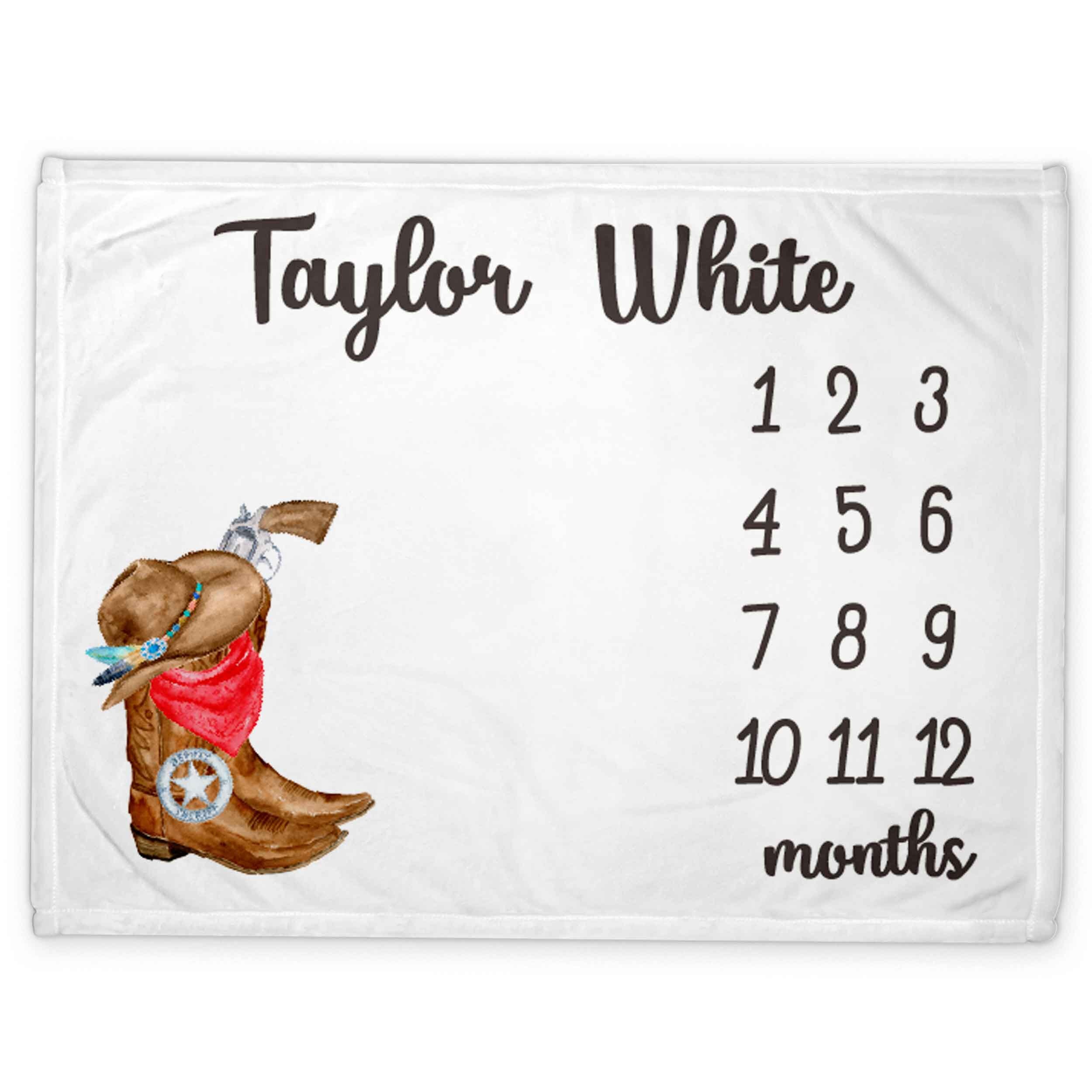 Cowboy Milestone Blanket Western Monthly Baby Pictures Blanket Etsy