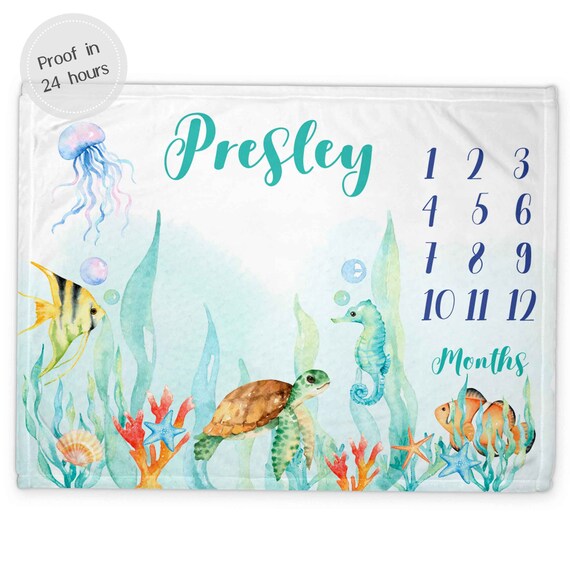 Milestone Blanket Under the Sea Girl Custom Blanket Ocean Etsy