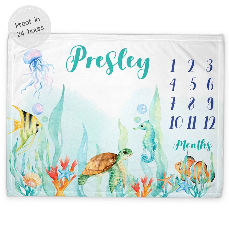 Milestone Blanket Under the Sea Girl Custom Blanket Ocean Etsy