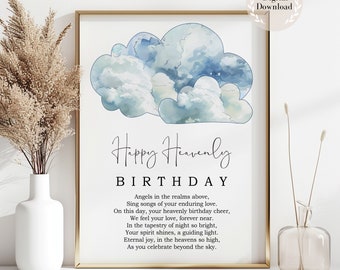 Happy Birthday Father in Heaven, Happy Birthday Deceased Dad, Heavenly Birthday Poem, Happy Heavenly Birthday Poem,  Memorial poem Download