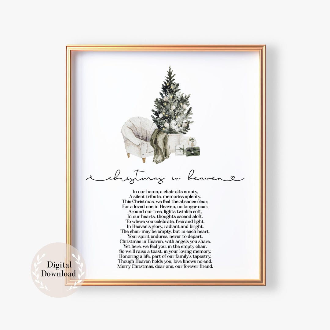Christmas in Heaven Empty Chair Poem, Remembrance Quote, Christian Poem ...