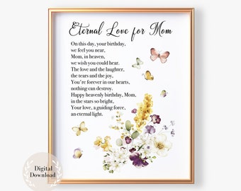 Happy Birthday in Heaven Mom, Heavenly Birthday Poem, Birthday Message for Mother in Heaven, Birthday Wishes for Heaven Mom