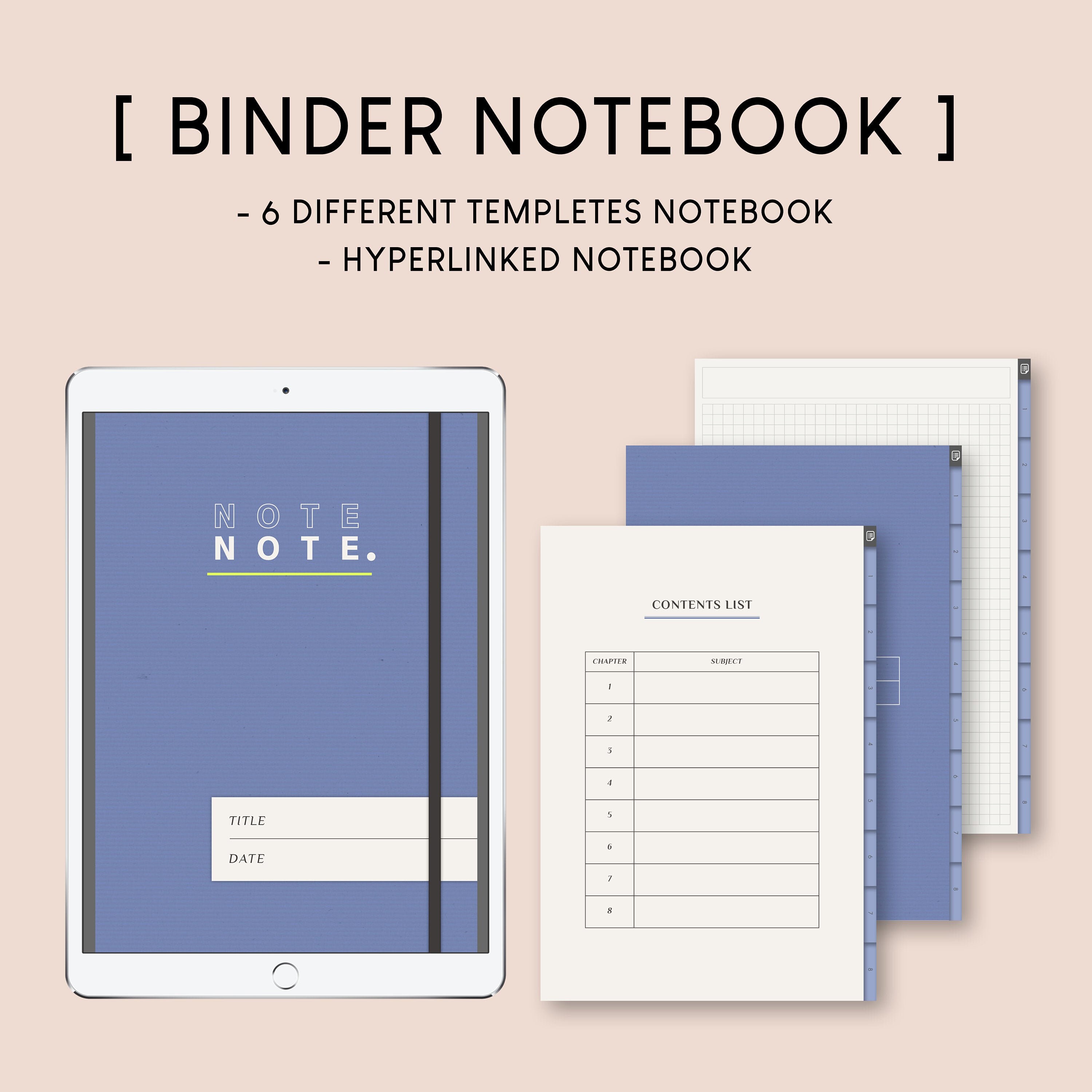 6 Binder Notebook / Digital Notebook for Goodnotes / Goodnotes