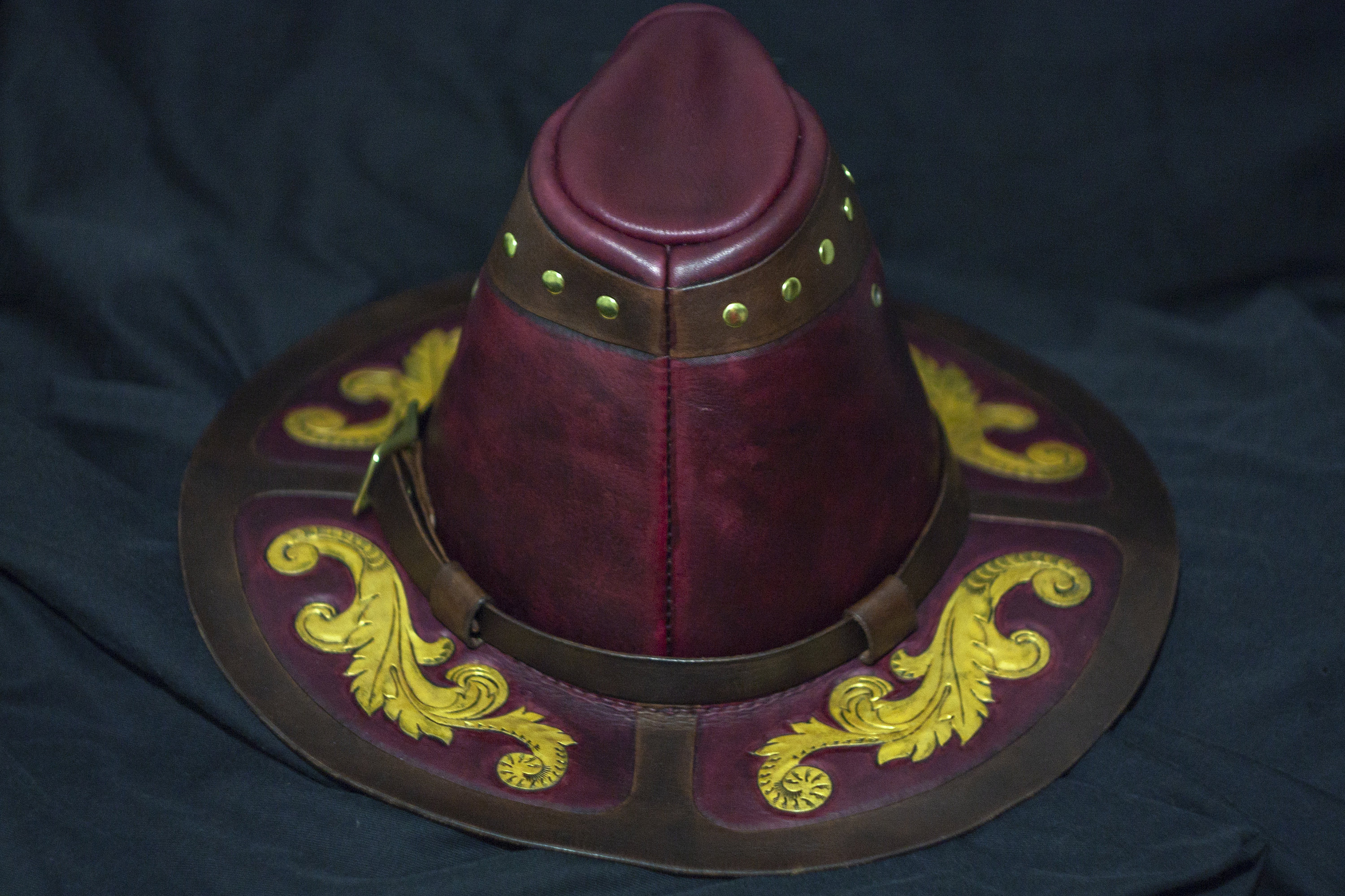 Witch hunter leather hat with skull insignia. Inquisitor Etsy