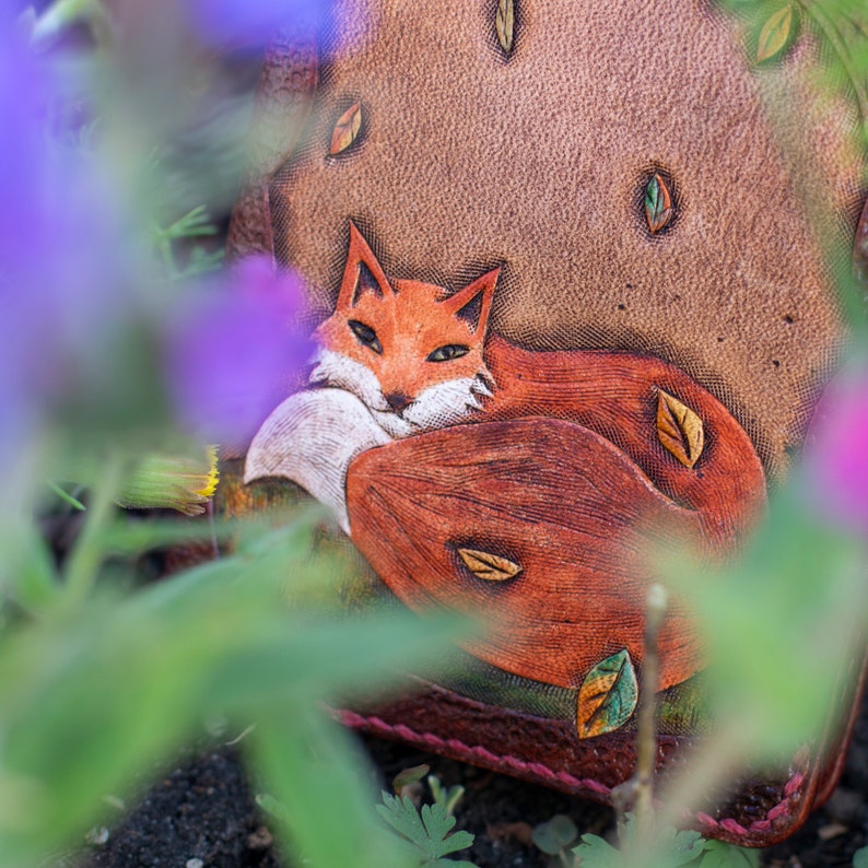 Leather passport holder with autumn fox orange passport with Etsy